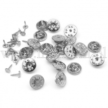 Основа для Значка або Брошки з Платформою та Застібкою Цанга-Метелик, Платина, Діаметр Платформи 4.5мм, Застібки 12мм, Отвір 1мм, (13WB19685)