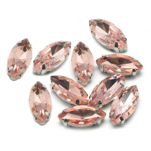 Dżety do Przyszycia w Koszyczku, Szkło i Mosiądz, Ciemny Łosoś, 15x7x5mm, Otwór 0.8-1mm, 10szt (13WB19697)