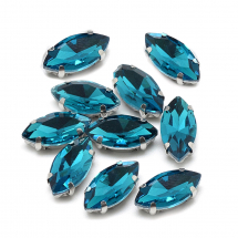 Dżety do Przyszycia, Szkło, Baza Mosiądz, Końskie Oko, Kolor: Chirok, 10x5x4mm, Otwór 0.8-1mm, 10szt (13WB19713)