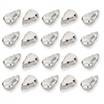 Dżety do Przyszycia w Koszyczku, Szkło i Mosiądz, Platyna i Bezbarwny, 8x5.5x4mm, Otwór 0.8-1mm, 10szt (13WB19721)