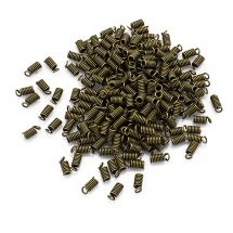 Końcówki Sprężynky do Sznura, Żelazo, Antyczny Bronze, 7x3mm, Średnica Wewnętrzna 18mm, Otwór 1.8mm, 200szt (13WB19772)