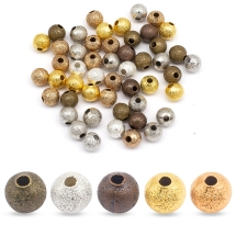 Koraliki Teksturowany, Mosiądz, Okrągły, Mix, 4mm, 50szt (14WB7477)