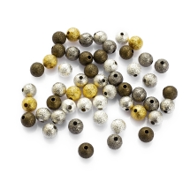 Koraliki Teksturowany, Gwiezdny Pył, Mosiądz, Okrągły, Mieszane Kolory, 6mm, Otwór: 1mm, 50szt (14WB7478)