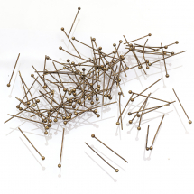 Szpilki z Kulką Mosiądz, Bronze, 18x0.5mm, Kulka 1.5mm, 100szt (13WB18331)