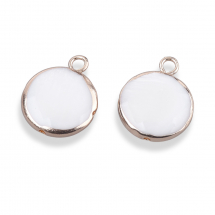 Кулон Підвіска Натуральний Прісноводний Білий Перламутр Круглий, Фурнітура Латунь, Золото, 16-16.5x13x5мм, Відповідь 2мм, (13WB21810)